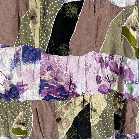 Vintage Flower Brand Pattern Drawstring Waist Tiered Flowy Skirt India Made O/S - Picture 6 of 8